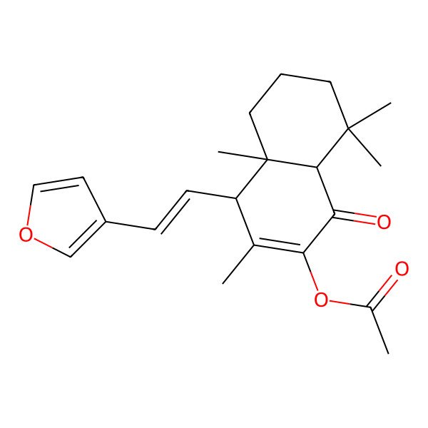 2D Structure of [4-[2-(furan-3-yl)ethenyl]-3,4a,8,8-tetramethyl-1-oxo-5,6,7,8a-tetrahydro-4H-naphthalen-2-yl] acetate