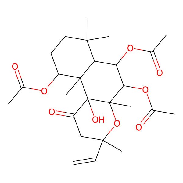 2D Structure of [(3R,4aR,5S,6S,6aS,10S,10aR,10bS)-5,6-diacetyloxy-3-ethenyl-10b-hydroxy-3,4a,7,7,10a-pentamethyl-1-oxo-5,6,6a,8,9,10-hexahydro-2H-benzo[f]chromen-10-yl] acetate