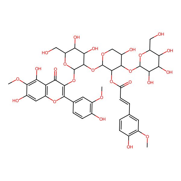 2D Structure of [(2S,3R,4S,5R)-2-[(2S,3R,4S,5S,6R)-2-[5,7-dihydroxy-2-(4-hydroxy-3-methoxyphenyl)-6-methoxy-4-oxochromen-3-yl]oxy-4,5-dihydroxy-6-(hydroxymethyl)oxan-3-yl]oxy-5-hydroxy-4-[(2S,3R,4S,5S,6R)-3,4,5-trihydroxy-6-(hydroxymethyl)oxan-2-yl]oxyoxan-3-yl] (Z)-3-(4-hydroxy-3-methoxyphenyl)prop-2-enoate