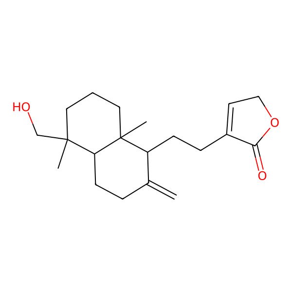 2D Structure of 4-[2-[(1R,4aR,5R,8aS)-5-(hydroxymethyl)-5,8a-dimethyl-2-methylidene-3,4,4a,6,7,8-hexahydro-1H-naphthalen-1-yl]ethyl]-2H-furan-5-one