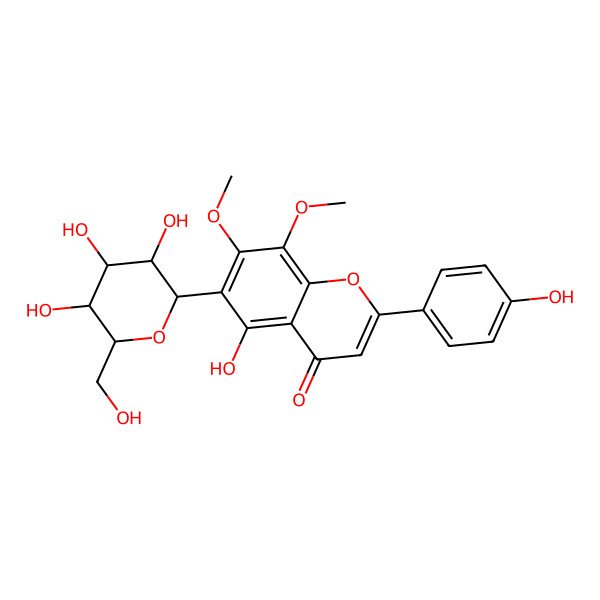 2D Structure of 5-hydroxy-2-(4-hydroxyphenyl)-7,8-dimethoxy-6-[(2S,3R,4R,5S,6R)-3,4,5-trihydroxy-6-(hydroxymethyl)oxan-2-yl]chromen-4-one