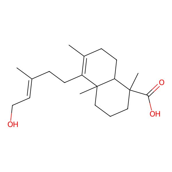 2D Structure of (1S,4aS,8aR)-5-[(E)-5-hydroxy-3-methylpent-3-enyl]-1,4a,6-trimethyl-2,3,4,7,8,8a-hexahydronaphthalene-1-carboxylic acid