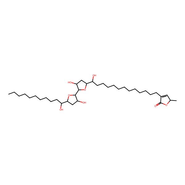 2D Structure of (2S)-4-[(13R)-13-hydroxy-13-[(2R,5R)-4-hydroxy-5-[(2R,5R)-3-hydroxy-5-[(1S)-1-hydroxyundecyl]oxolan-2-yl]oxolan-2-yl]tridecyl]-2-methyl-2H-furan-5-one