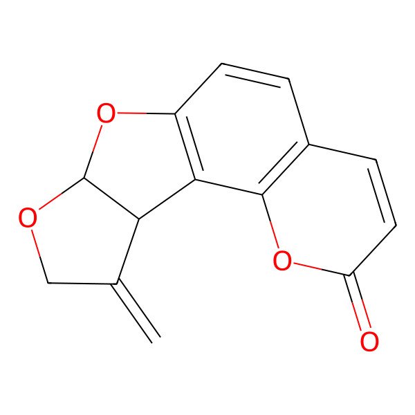 2D Structure of (12R,16S)-15-methylidene-3,11,13-trioxatetracyclo[8.6.0.02,7.012,16]hexadeca-1(10),2(7),5,8-tetraen-4-one