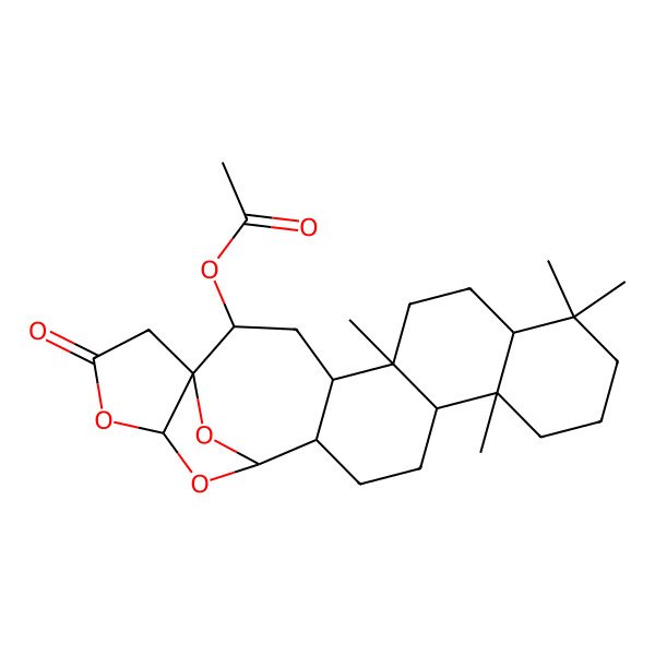 2D Structure of [(1S,2R,4R,5S,8R,13S,14S,17S,18S,20S)-5,9,9,13-tetramethyl-22-oxo-19,21,24-trioxahexacyclo[16.5.1.01,20.04,17.05,14.08,13]tetracosan-2-yl] acetate