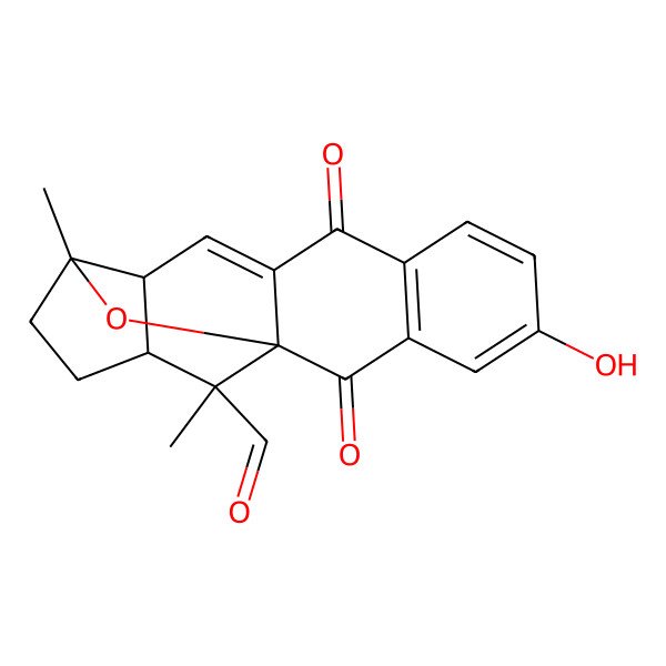 2D Structure of (1S,12R,13S,16R,18S)-5-hydroxy-16,18-dimethyl-2,9-dioxo-17-oxapentacyclo[11.4.1.01,10.03,8.012,16]octadeca-3(8),4,6,10-tetraene-18-carbaldehyde