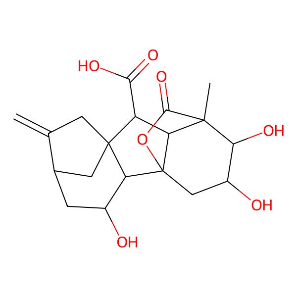 2D Structure of 3,12,13-Trihydroxy-11-methyl-6-methylidene-16-oxo-15-oxapentacyclo[9.3.2.15,8.01,10.02,8]heptadecane-9-carboxylic acid