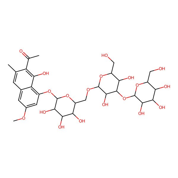 2D Structure of 1-[8-[6-[[3,5-Dihydroxy-6-(hydroxymethyl)-4-[3,4,5-trihydroxy-6-(hydroxymethyl)oxan-2-yl]oxyoxan-2-yl]oxymethyl]-3,4,5-trihydroxyoxan-2-yl]oxy-1-hydroxy-6-methoxy-3-methylnaphthalen-2-yl]ethanone