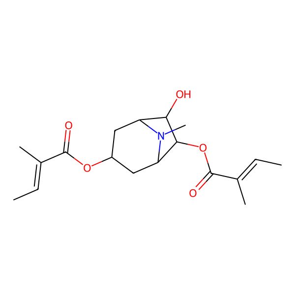 2D Structure of [(1S,3S,5R,6R,7R)-6-hydroxy-8-methyl-7-[(Z)-2-methylbut-2-enoyl]oxy-8-azabicyclo[3.2.1]octan-3-yl] (E)-2-methylbut-2-enoate