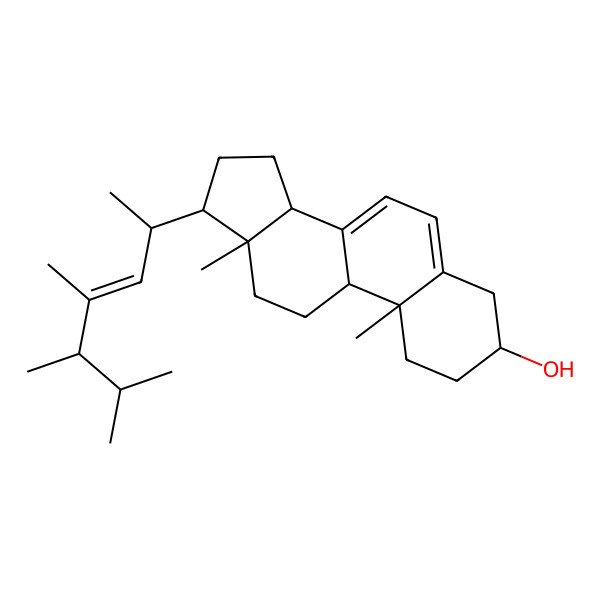 2D Structure of (22E)-23-Methylergosta-5,7,22-trien-3beta-ol