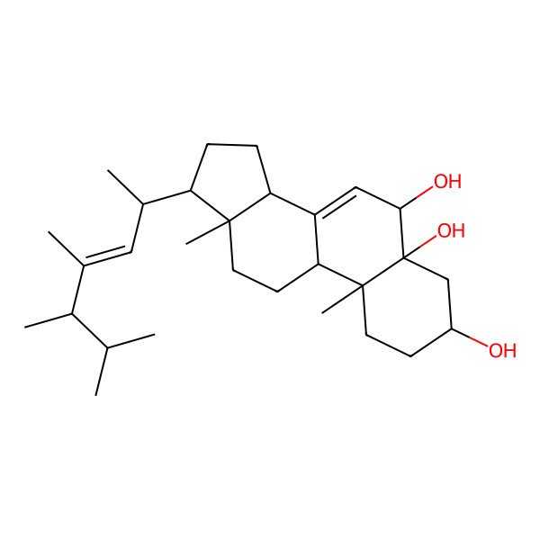 2D Structure of (22E, 24R)-23-methylergosta-7, 22-diene-3beta, 5alpha, 6beta-triol