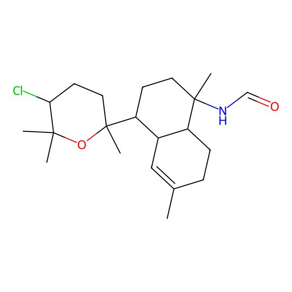 2D Structure of N-[(1R,4R,4aR,8aS)-4-[(2S,5S)-5-chloro-2,6,6-trimethyloxan-2-yl]-1,6-dimethyl-3,4,4a,7,8,8a-hexahydro-2H-naphthalen-1-yl]formamide