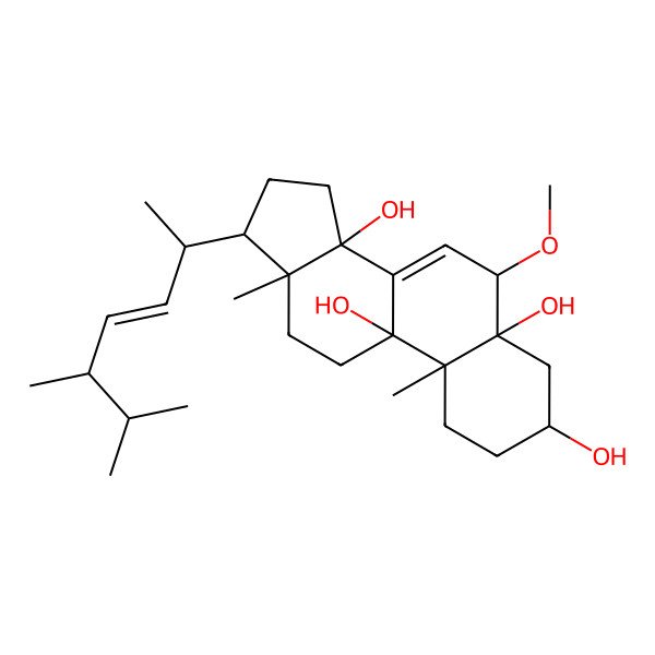 2D Structure of (22E,24R)-6beta-methoxyergosta-7,22-dien-3beta,5alpha,9alpha,14beta-tetraol