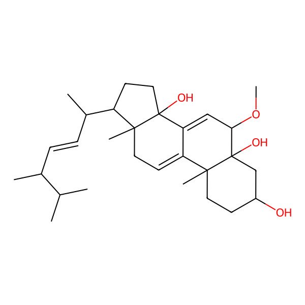 2D Structure of (22E,24R)-6beta-methoxyergosta-7,9 (11),22-trien-3beta,5alpha,14beta-triol
