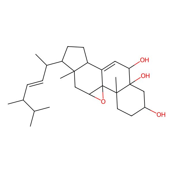 2D Structure of (22E,24R)-9alpha,11alpha-epoxyergosta-7,22-diene-3beta,5alpha,6alpha-triol