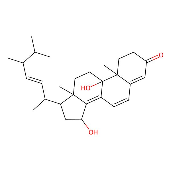 2D Structure of (22E,24R)-9alpha,15alpha-dihydroxyergosta-4,6,8(14),22-tetraene-3-one