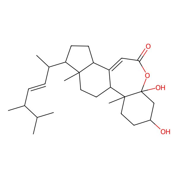 2D Structure of (22E,24R)-ergosta-7,22-dien-3beta,5alpha-diol-6,5-olide