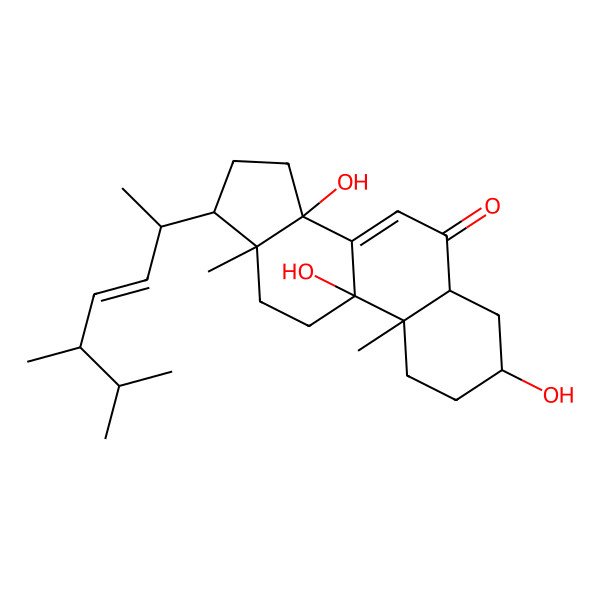 2D Structure of (22E,24R)-ergosta-7,22-dien-3beta,9alpha,14beta-trihydroxyl-6-one