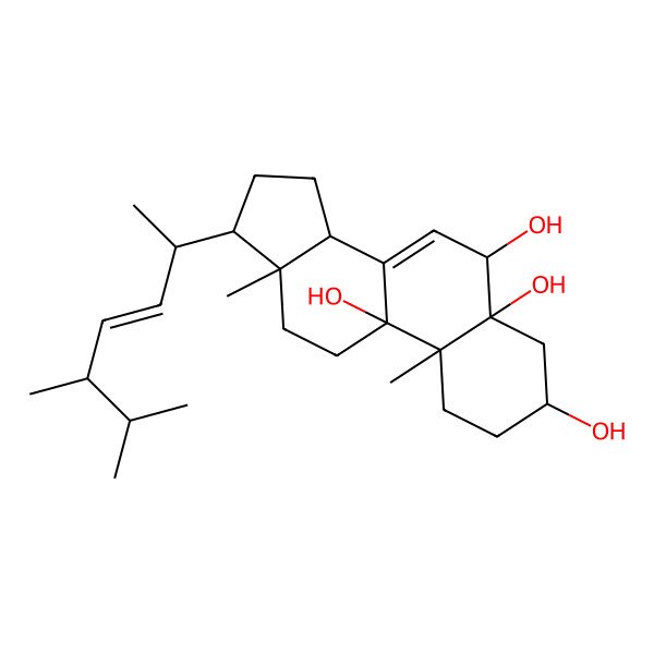 2D Structure of (22E,24R)-ergosta-7,22-diene-3beta,5alpha,6beta,9alpha-tetrol