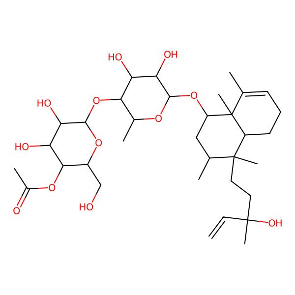 2D Structure of [6-[4,5-Dihydroxy-6-[[4-(3-hydroxy-3-methylpent-4-enyl)-3,4,8,8a-tetramethyl-1,2,3,4a,5,6-hexahydronaphthalen-1-yl]oxy]-2-methyloxan-3-yl]oxy-4,5-dihydroxy-2-(hydroxymethyl)oxan-3-yl] acetate