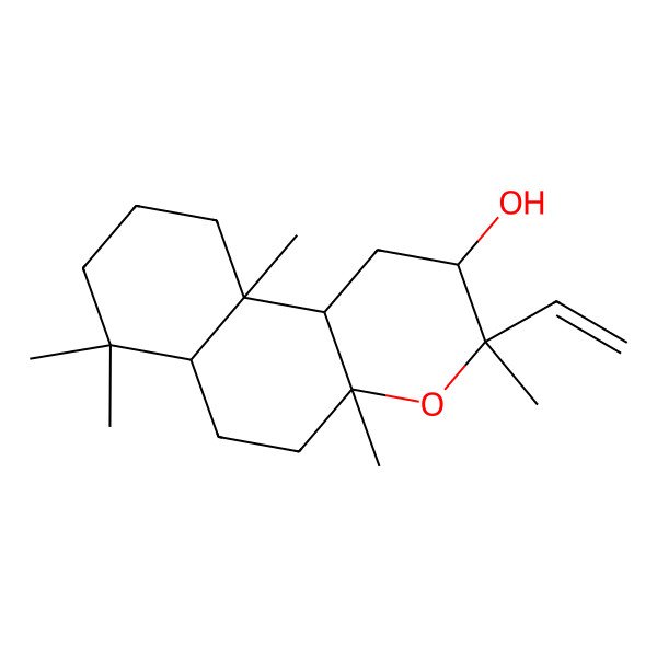 2D Structure of (2S,3R,4aR,6aS,10aS,10bR)-3-ethenyl-3,4a,7,7,10a-pentamethyl-2,5,6,6a,8,9,10,10b-octahydro-1H-benzo[f]chromen-2-ol