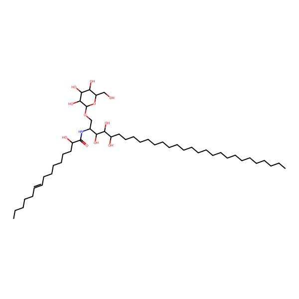2D Structure of 2-hydroxy-N-[3,4,5-trihydroxy-1-[3,4,5-trihydroxy-6-(hydroxymethyl)oxan-2-yl]oxynonacosan-2-yl]pentadec-9-enamide