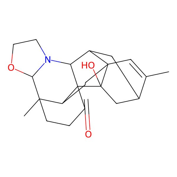 2D Structure of 21-Hydroxy-5,15-dimethyl-7-oxa-10-azaheptacyclo[12.6.2.01,11.05,20.06,10.012,17.017,21]docos-15-en-19-one