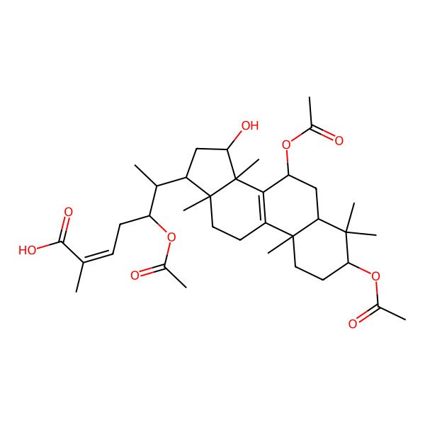2D Structure of (22S,24E)-15alpha-hydroxy-3beta,7alpha,22-triacetoxylanosta-8,24-dien-26-oic acid