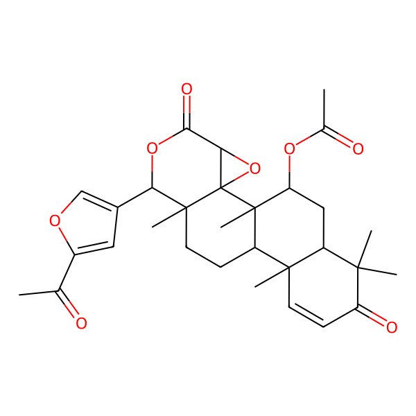 2D Structure of [(1S,2R,4S,7S,8S,11R,12R,17R,19R)-7-(5-acetylfuran-3-yl)-1,8,12,16,16-pentamethyl-5,15-dioxo-3,6-dioxapentacyclo[9.8.0.02,4.02,8.012,17]nonadec-13-en-19-yl] acetate