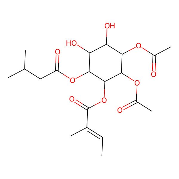 2D Structure of [2,3-Diacetyloxy-4,5-dihydroxy-6-(3-methylbutanoyloxy)cyclohexyl] 2-methylbut-2-enoate
