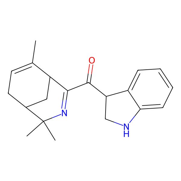 2D Structure of 2,3-dihydro-1H-indol-3-yl-(4,4,8-trimethyl-3-azabicyclo[3.3.1]nona-2,7-dien-2-yl)methanone
