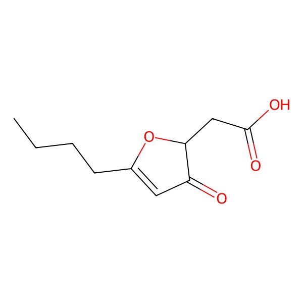 2D Structure of 2,3-Dihydro-5-butyl-3-oxofuran-2-acetic acid 2D Structure of 2,3-Dihydro-5-butyl-3-oxofuran-2-acetic acid