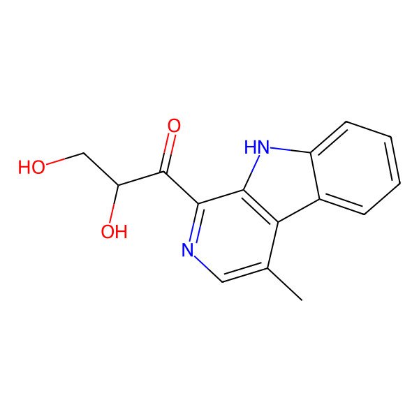 2D Structure of 2,3-Dihydroxy-1-(4-methyl-9H-pyrido[3,4-b]indol-1-yl)propan-1-one