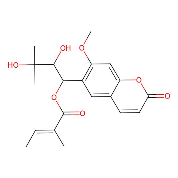 2D Structure of [2,3-Dihydroxy-1-(7-methoxy-2-oxochromen-6-yl)-3-methylbutyl] 2-methylbut-2-enoate