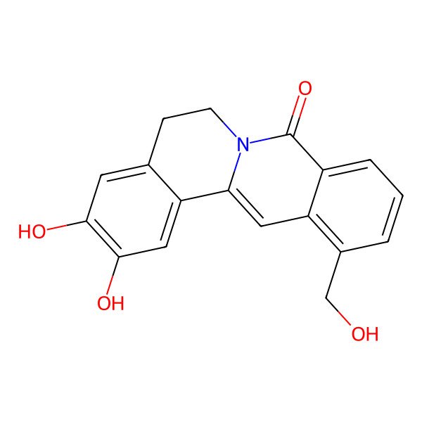2D Structure of 2,3-Dihydroxy-12-(hydroxymethyl)-5,6-dihydroisoquinolino[2,1-b]isoquinolin-8-one