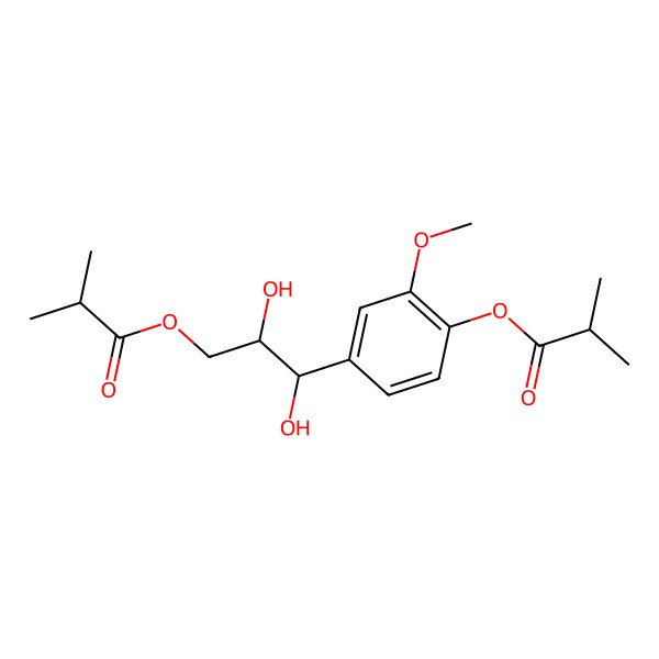 2D Structure of [2,3-Dihydroxy-3-[3-methoxy-4-(2-methylpropanoyloxy)phenyl]propyl] 2-methylpropanoate