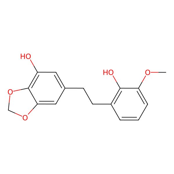 2D Structure of 2',3-Dihydroxy-3'-methoxy-4,5-methylenedioxybibenzyl