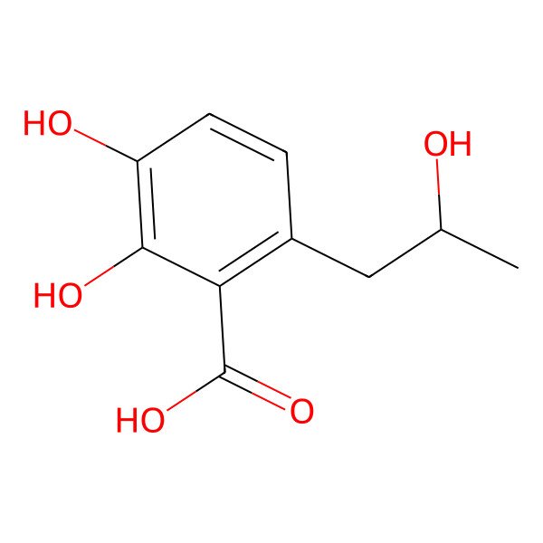 2D Structure of 2,3-dihydroxy-6-[(2S)-2-hydroxypropyl]benzoic acid