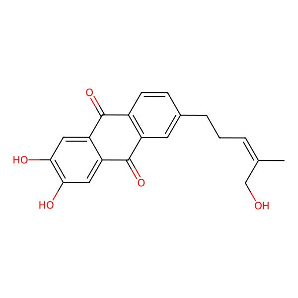 2D Structure of 2,3-Dihydroxy-6-(5-hydroxy-4-methylpent-3-enyl)anthracene-9,10-dione