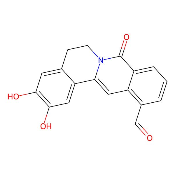 2D Structure of 2,3-Dihydroxy-8-oxo-5,6-dihydroisoquinolino[2,1-b]isoquinoline-12-carbaldehyde