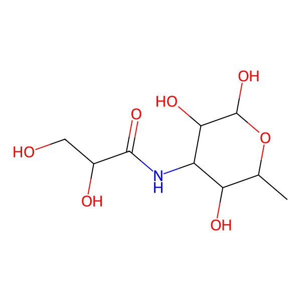 2D Structure of 2,3-dihydroxy-N-(2,3,5-trihydroxy-6-methyloxan-4-yl)propanamide