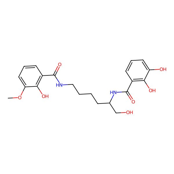 2D Structure of 2,3-dihydroxy-N-[(2S)-1-hydroxy-6-[(2-hydroxy-3-methoxybenzoyl)amino]hexan-2-yl]benzamide