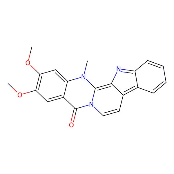 2D Structure of 2,3-Dimethoxy-14-methylindolo[2',3':3,4]pyrido[2,1-b]quinazolin-5(14h)-one