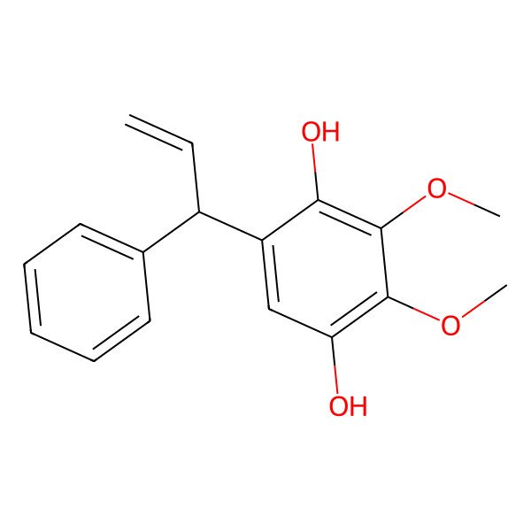 2D Structure of 2,3-Dimethoxy-5-(1-phenylprop-2-enyl)benzene-1,4-diol