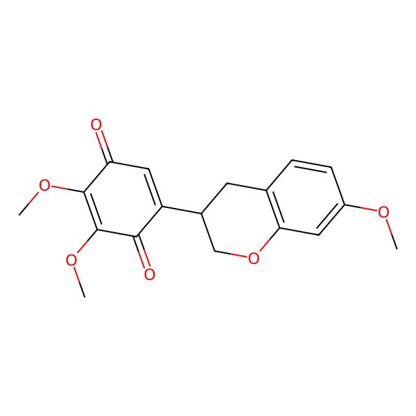 2D Structure of 2,3-dimethoxy-5-(7-methoxy-3,4-dihydro-2H-chromen-3-yl)cyclohexa-2,5-diene-1,4-dione 2D Structure of 2,3-dimethoxy-5-(7-methoxy-3,4-dihydro-2H-chromen-3-yl)cyclohexa-2,5-diene-1,4-dione