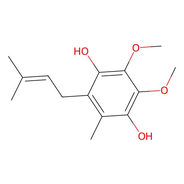 2D Structure of 2,3-Dimethoxy-5-methyl-6-(3-methylbut-2-enyl)benzene-1,4-diol