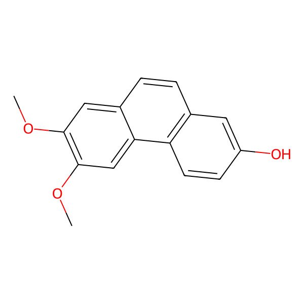 2D Structure of 2,3-Dimethoxy-7-hydroxyphenanthrene