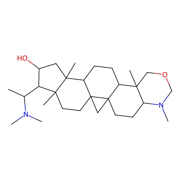 2D Structure of (1R,3S,6R,7S,8R,10S,11S,14R,15R,20S)-7-[(1S)-1-(dimethylamino)ethyl]-6,10,15,19-tetramethyl-17-oxa-19-azahexacyclo[12.8.0.01,3.03,11.06,10.015,20]docosan-8-ol
