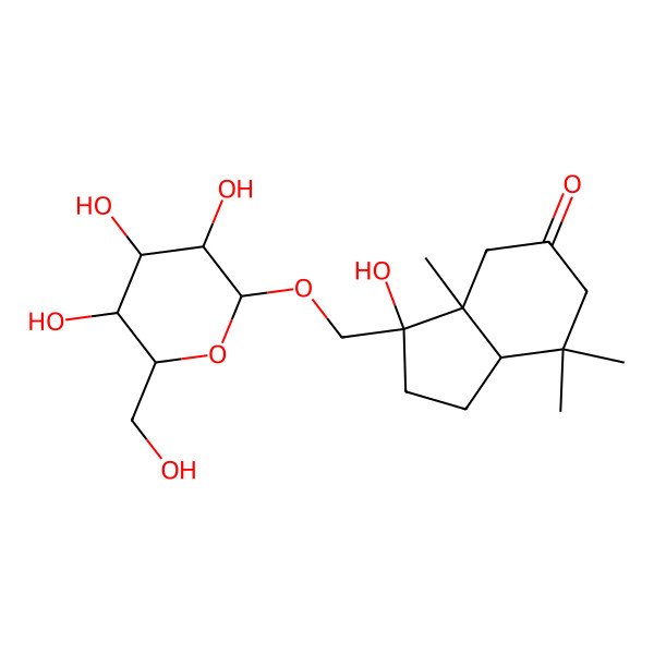 2D Structure of (3R,3aS,7aR)-3-hydroxy-3a,7,7-trimethyl-3-[[(2R,3R,4S,5S,6R)-3,4,5-trihydroxy-6-(hydroxymethyl)oxan-2-yl]oxymethyl]-2,4,6,7a-tetrahydro-1H-inden-5-one