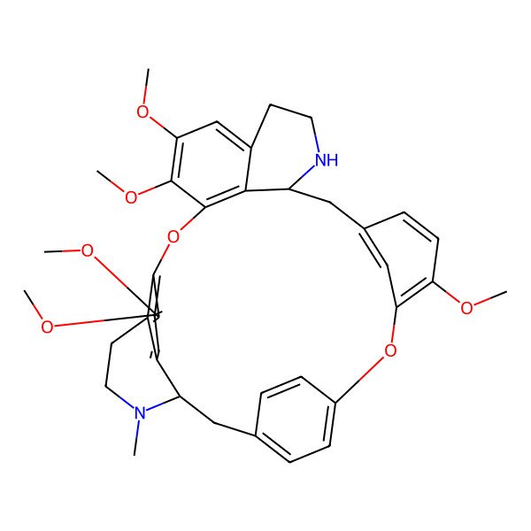 2D Structure of 10,11,15,16,27-Pentamethoxy-4-methyl-13,29-dioxa-4,21-diazaheptacyclo[28.2.2.114,18.124,28.03,8.07,12.022,36]hexatriaconta-1(32),7(12),8,10,14(36),15,17,24(35),25,27,30,33-dodecaene
